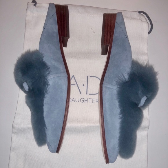 NWT A*D & DAUGHTERS ”Grigon” Suede & Real Fur Mules Slip Ons Shoes - Picture 8 of 9